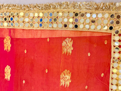 Dhoop-Chhaanv — Pure Chanderi Silk Saree with Mirror Lace Border
