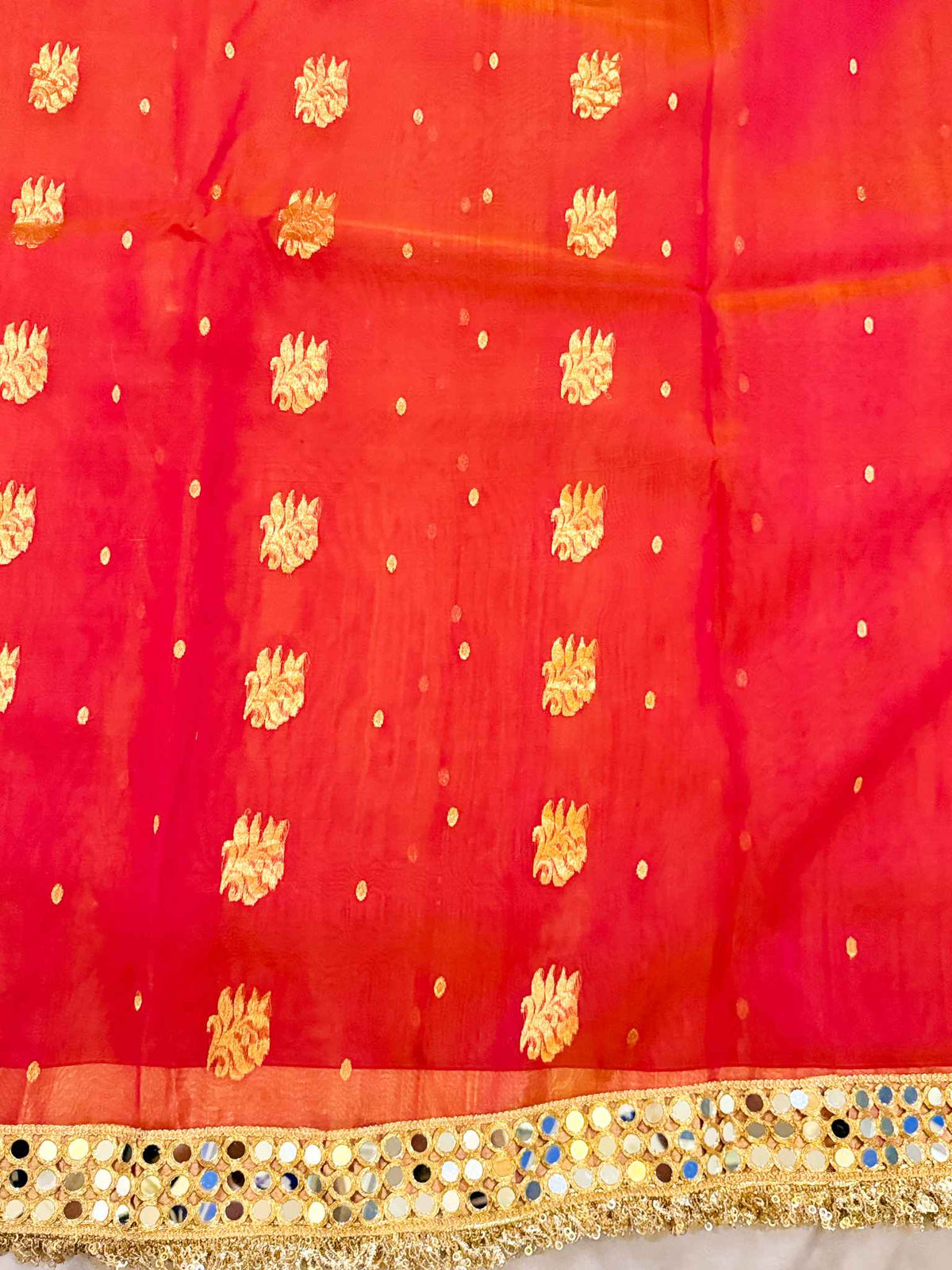 Dhoop-Chhaanv — Pure Chanderi Silk Saree with Mirror Lace Border