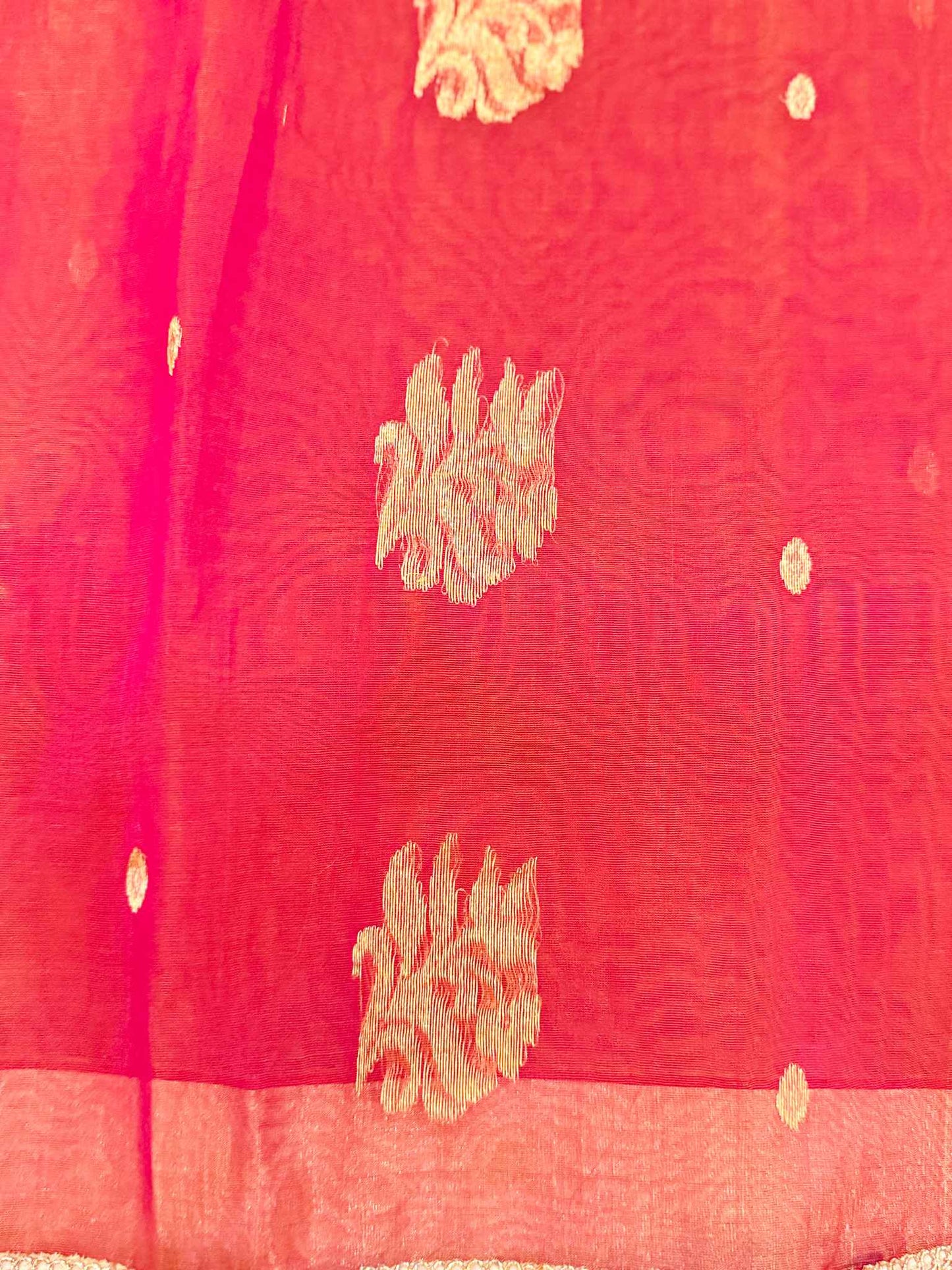 Dhoop-Chhaanv — Pure Chanderi Silk Saree with Mirror Lace Border