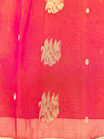 Dhoop-Chhaanv — Pure Chanderi Silk Saree with Mirror Lace Border