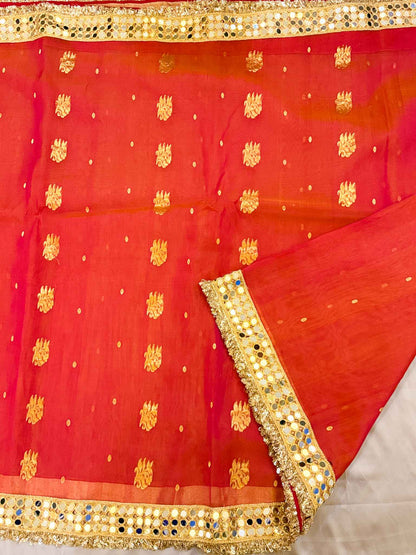 Dhoop-Chhaanv — Pure Chanderi Silk Saree with Mirror Lace Border