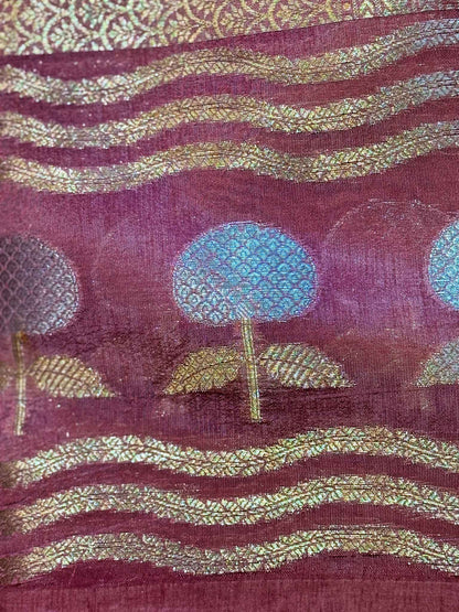Kamakshi — Raw Mango Silk Saree in Dusty Mauve with Woven Floral Motifs