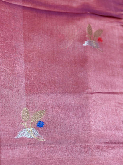 Kamakshi — Raw Mango Silk Saree in Dusty Mauve with Woven Floral Motifs