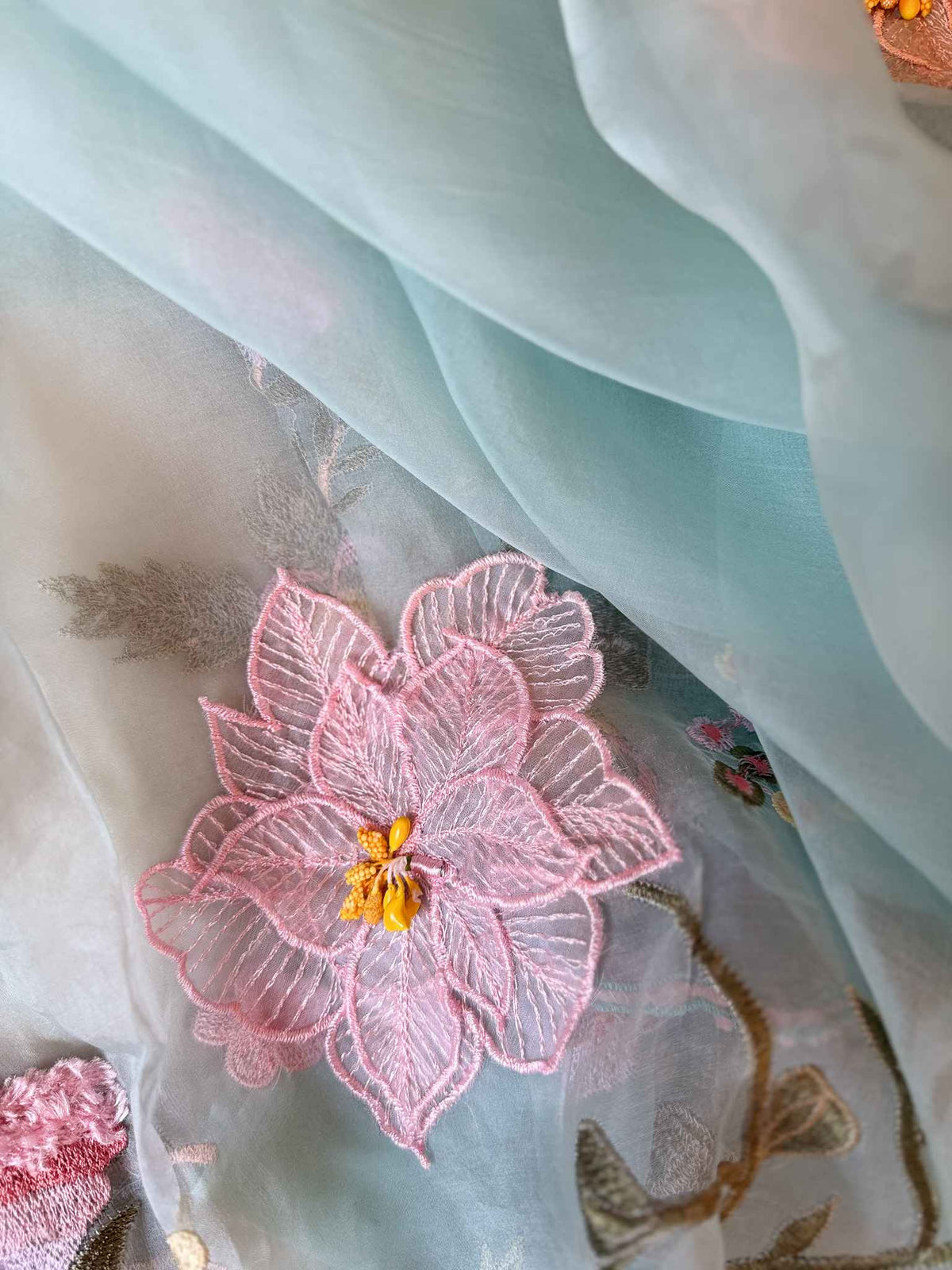 Sage Bloom Organza Saree