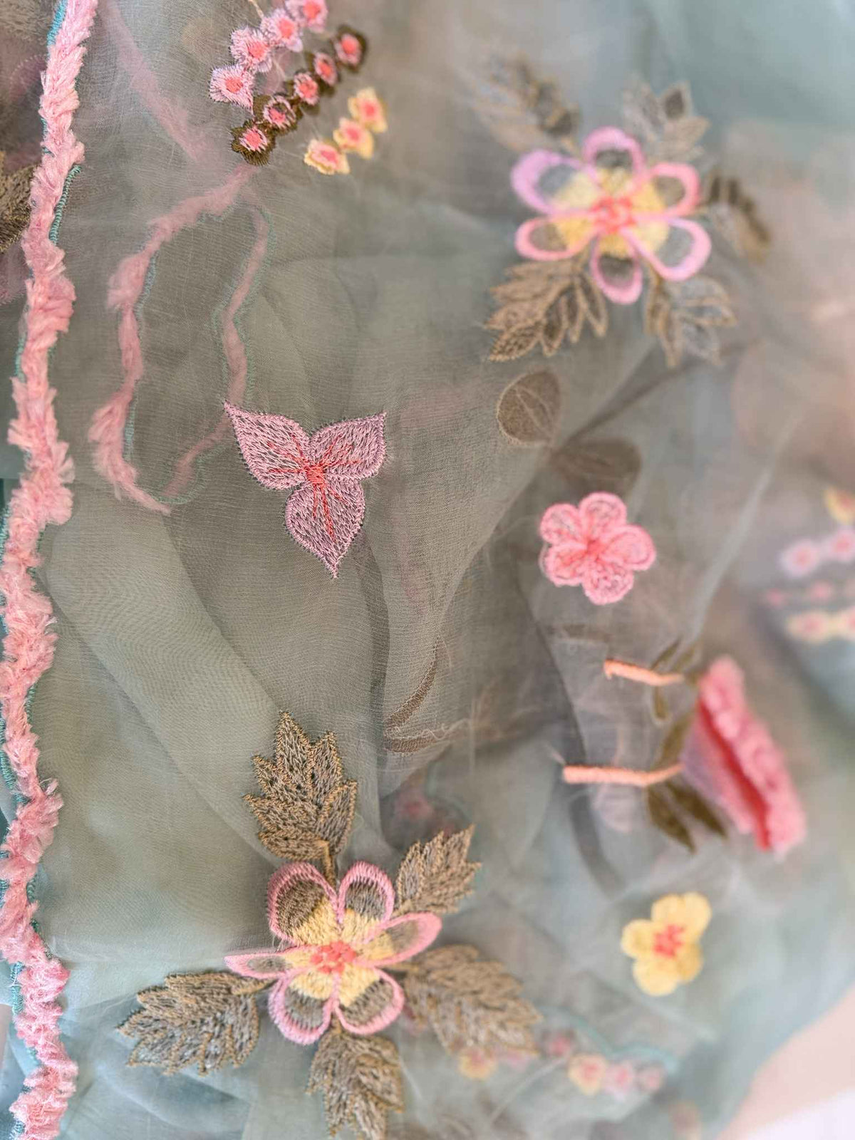 Sage Bloom Organza Saree