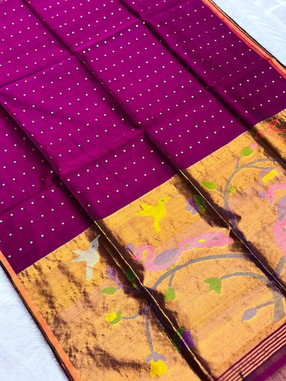 Nishantika — Pure Muslin Jamdani Saree with Woven Bird Motifs